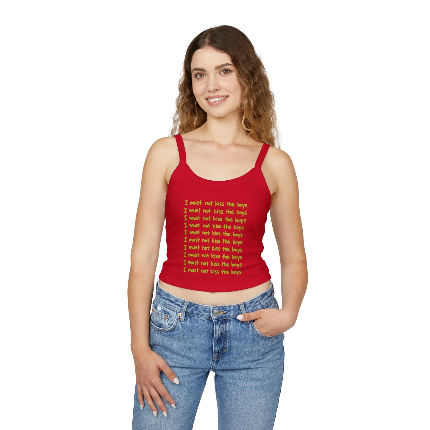 I Must Not Kiss The Boys Women's Spaghetti Strap Tank Top