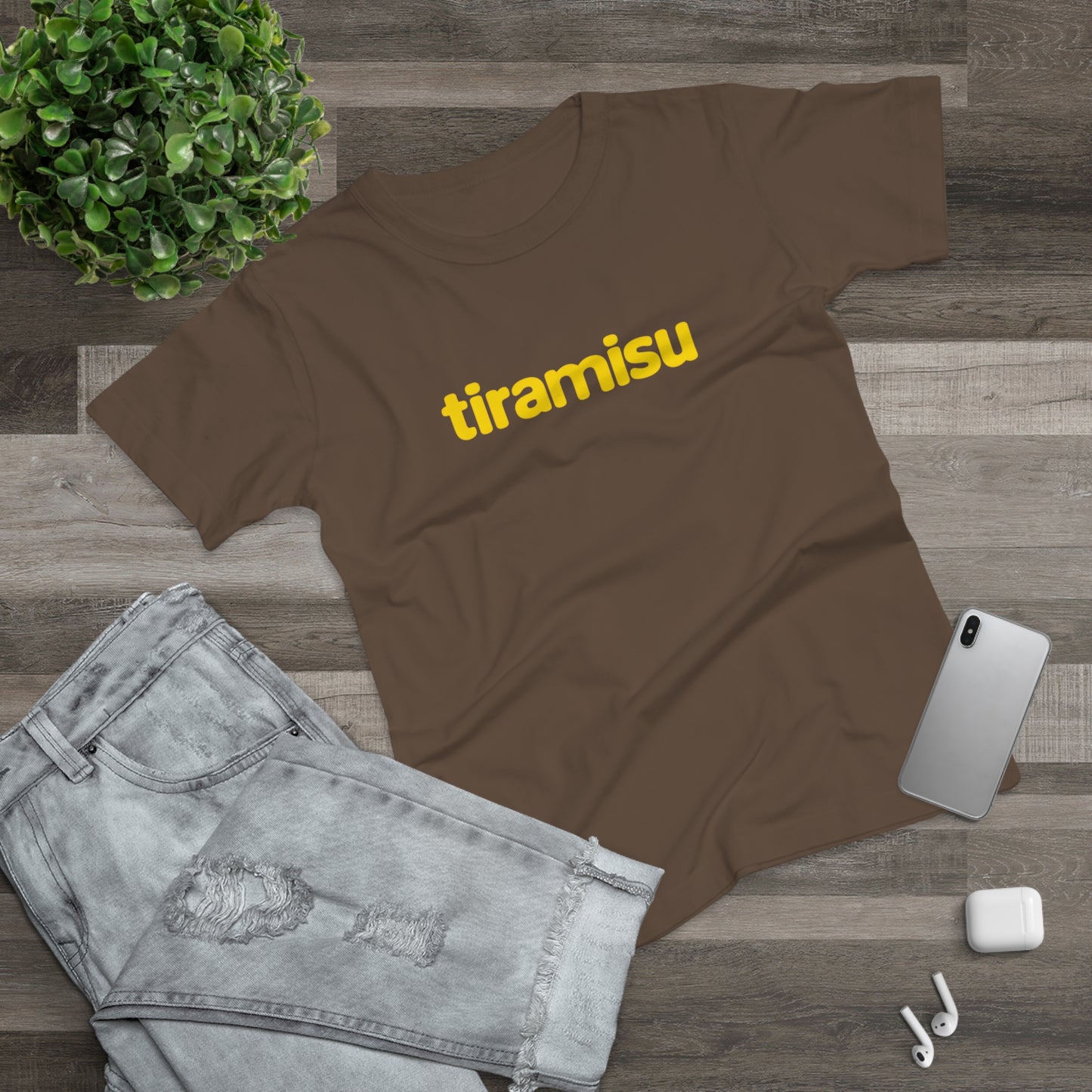 'tiramisu' Minimalist Yellow Logo Tee