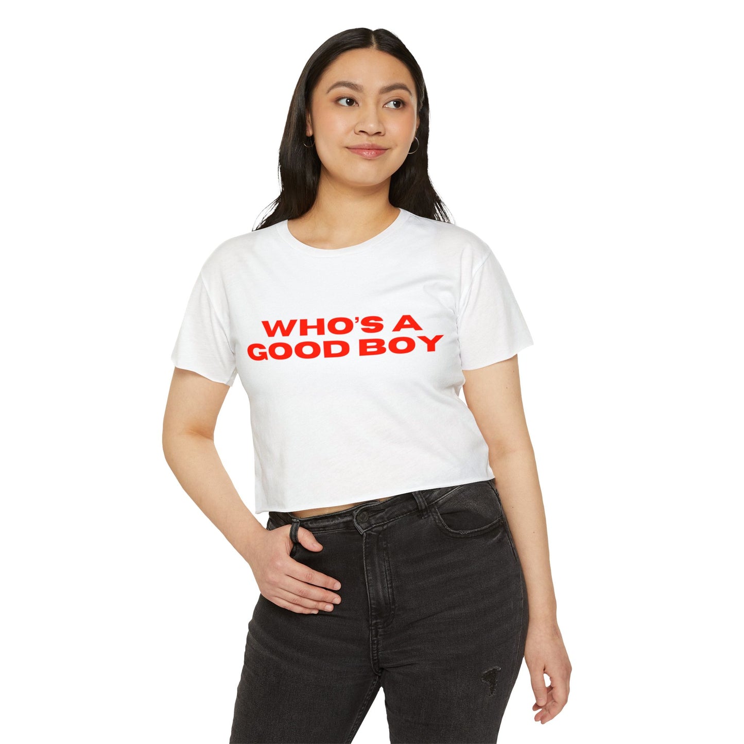 "WHO'S A GOOD BOY" Bauchfreies Top
