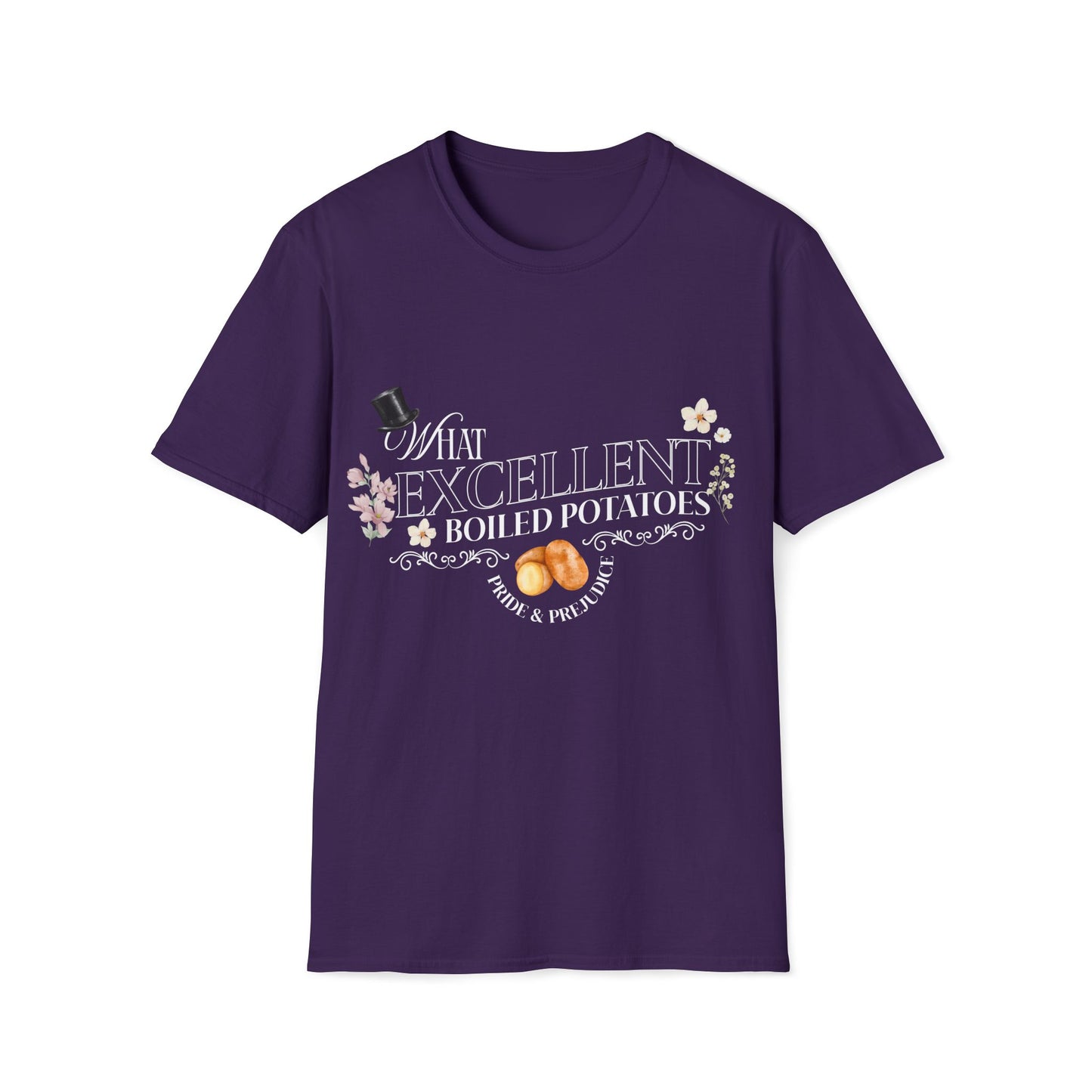 Pride and Prejudice "What Excellent Boiled Potatoes" Typography T-Shirt