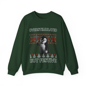 Overstimulated But Festive Penguin Christmas Jumper