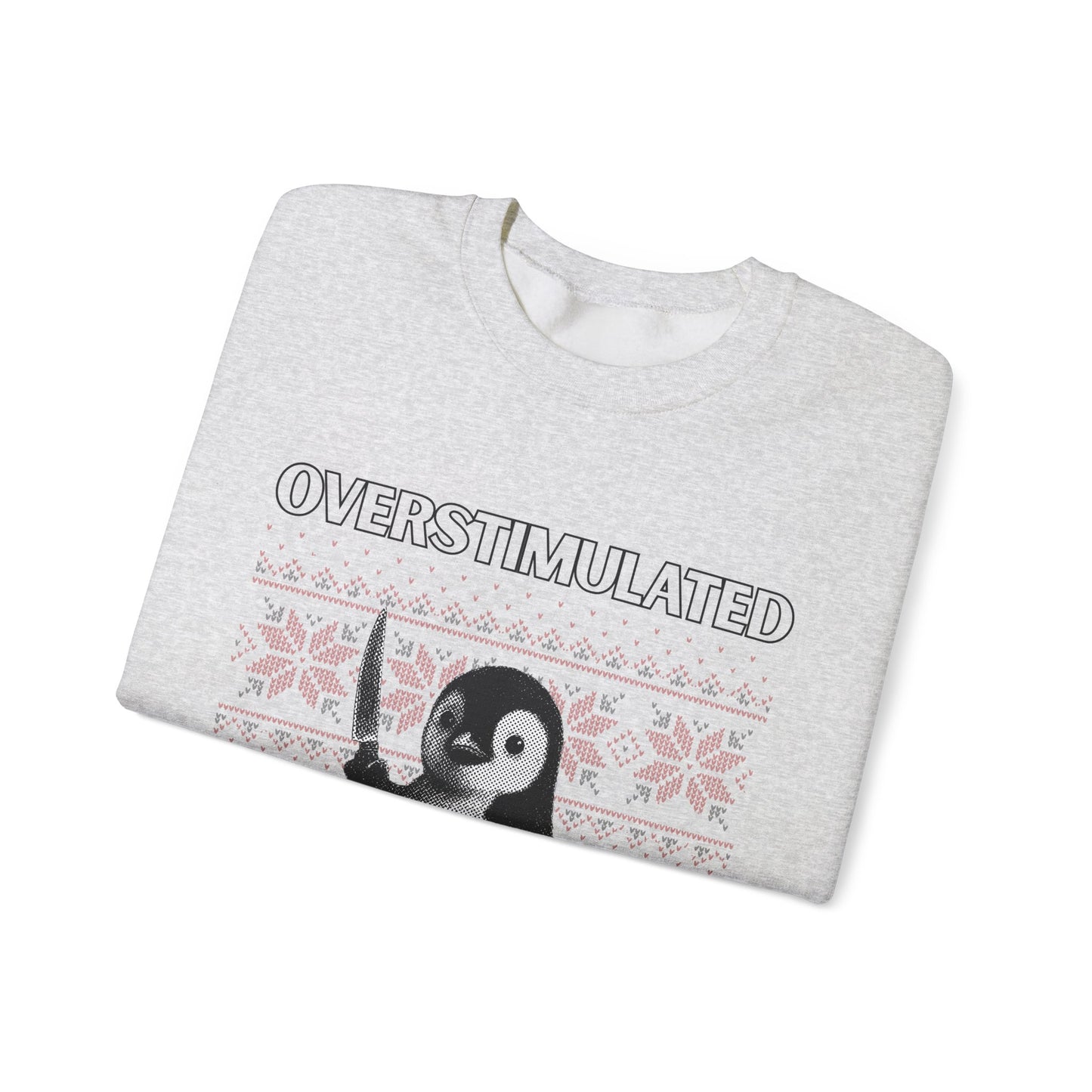 Überstimulierter, aber festlicher Pinguin-Weihnachtspullover