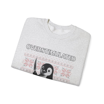 Überstimulierter, aber festlicher Pinguin-Weihnachtspullover